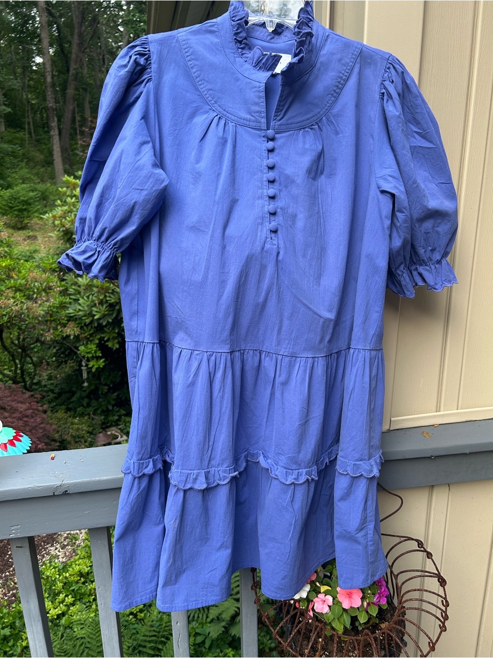 Ladies Pomander Place  Ruffle Tiered Dress - Blue xl